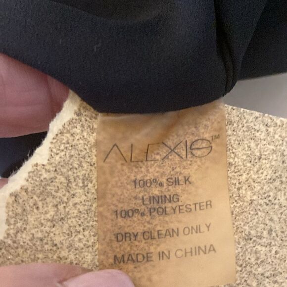 Alexis Silk Long Sleeve Ruffled Black Blouse. Size XS. - Picture 7 of 7